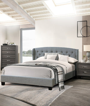 English Elm Modern Wingback Platform Bed Tufted Upholstered Headboard Charcoal Eastern King Frame B011P421731