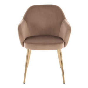 English Elm Dining Chair Set of 2 Plush Velvet Seat Gold Tapered Legs Glam Contemporary Style Brown B202P471284