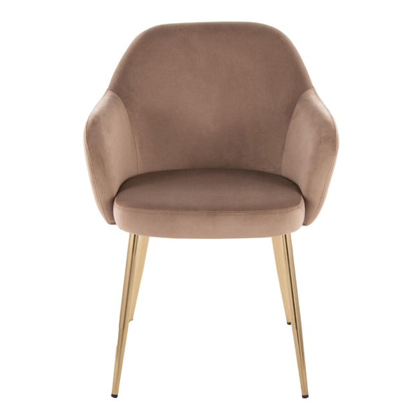 English Elm Dining Chair Set of 2 Plush Velvet Seat Gold Tapered Legs Glam Contemporary Style Brown B202P471284