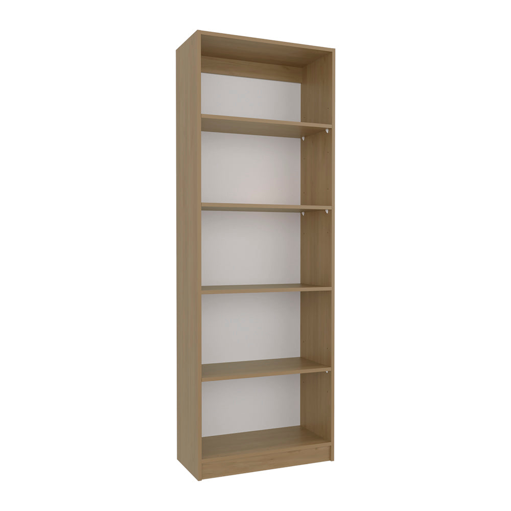 English Elm Verdi Bookcase stylish 4-shelf macadamia & white engineered wood — compact, durable storage solution B092P315585 B092P315585