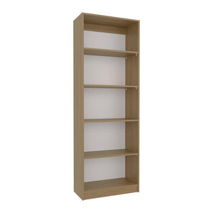 English Elm Verdi Bookcase stylish 4-shelf macadamia & white engineered wood — compact, durable storage solution B092P315585 B092P315585