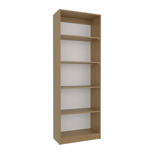 English Elm Verdi Bookcase stylish 4-shelf macadamia & white engineered wood — compact, durable storage solution B092P315585 B092P315585