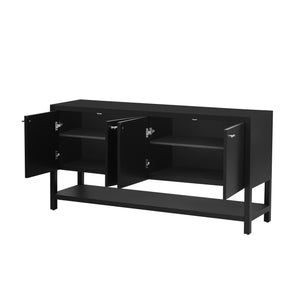 English Elm U-Style Modern Entryway Console Table with 62.5" Top, Sturdy MDF Build, Ample Storage & Display Space Black N711P205932B