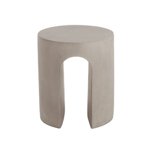 English Elm Christopher Knight Home® - Outdoor MGO Round U-Shape Side Table in Light Grey — Lightweight Concrete, Arch Stability, Modern Patio Accent N773P194632E