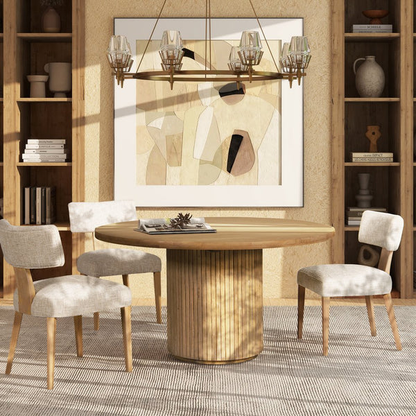 English Elm Jennifer Taylor Home - Louise Split Back Upholstered Dining Side Chair Set of 2 in Travertine Beige Chenille with Solid Rubberwood Legs and Cozy Texture B2719P269263