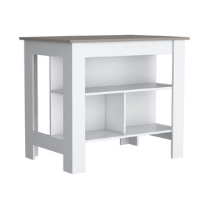 English Elm Cortes Kitchen Island With 2-Tier Shelf, Versatile Worktop & Reversible Design For Modern Spaces B070P234333