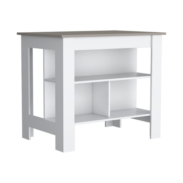 English Elm Cortes Kitchen Island With 2-Tier Shelf, Versatile Worktop & Reversible Design For Modern Spaces B070P234333