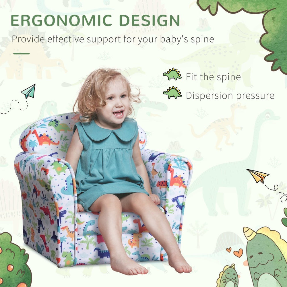 English Elm Qaba Kid'S Dinosaur Sofa Chair - Cozy Flannel Armchair For Toddlers, Perfect For Playroom & Bedroom W2225P217360-GIGA