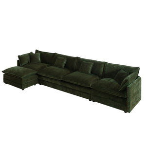 English Elm Modular U Shaped Sectional Sofa with Ottoman Chenille Upholstered Living Room Couch W714S00468