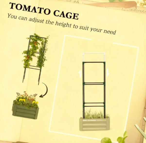English Elm Garden Galvanized Steel Raised Planter with Integrated Trellis for Climbing Vegetables T3971P422762