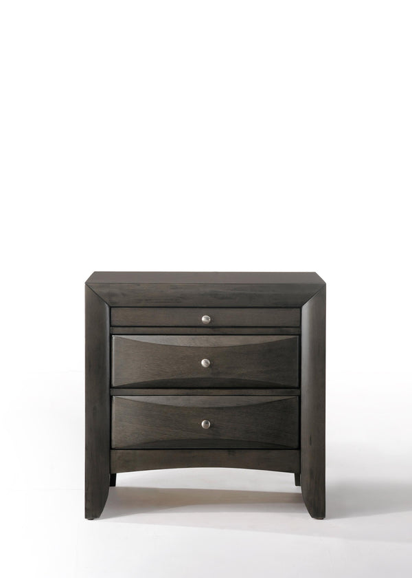 English Elm Ireland Elegant Nightstand with Two Dovetail Drawers, Brushed Nickel Pull, Okume Veneer Top, Durable Build Gray 28 L x 19 W x 29 H B2726P257380