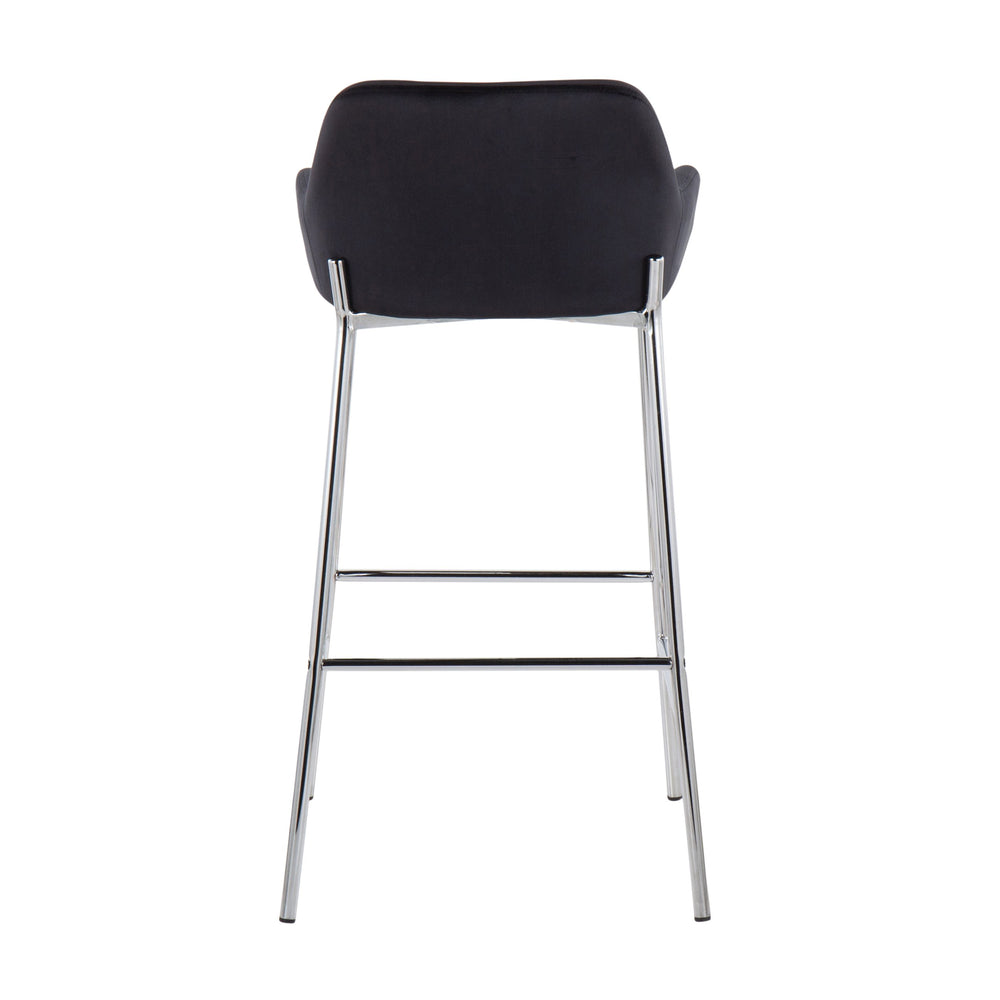 English Elm Daniella Set Of 2 Contemporary Bar Stools In Chrome And Black Velvet For Stylish Home Interiors B202S00545