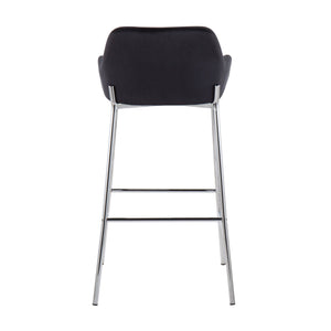 English Elm Daniella Set Of 2 Contemporary Bar Stools In Chrome And Black Velvet For Stylish Home Interiors B202S00545