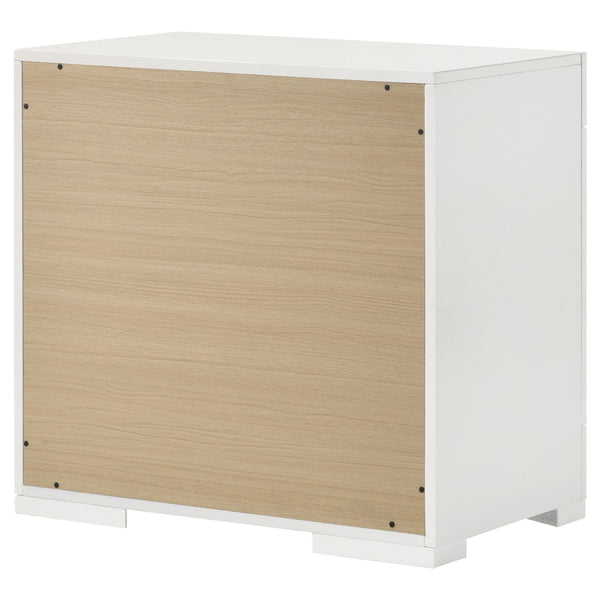 English Elm Pierce White High Gloss Nightstand with 2 Soft-Close Drawers Felt Lined Top Modern Bedside B062P378421