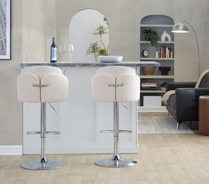 English Elm Fixed-height Swivel Counter Stools with Faux Leather Seats and Chrome Footrest Set of 2 Cream B202S02174