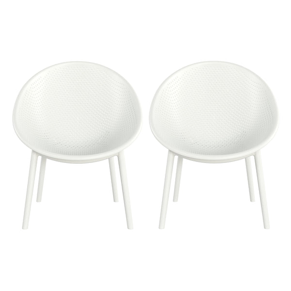 English Elm Christopher Knight Home® - Gable Weather-Resistant Accent Chair Set of 2 — Durable Polypropylene Outdoor Seating, Easy Care White N775P176715W