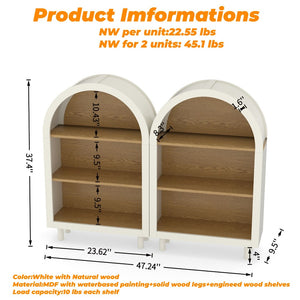 English Elm Arched Bookcase Set of 2 Three Tier Mdf Shelving with Warm Woodgrain Accent W2557P475972