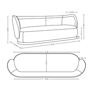 English Elm Siri 93" Upholstered Sofa with Pine Frame, Linen-Weave Fabric, High-Density Foam, 880lb Capacity Cream B365P398102
