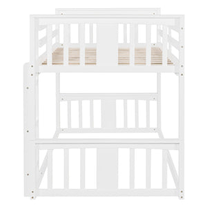 English Elm Twin Over Bunk Bed Solid Pine Frame Gray Finish with Guardrail for Kids N708P429640K
