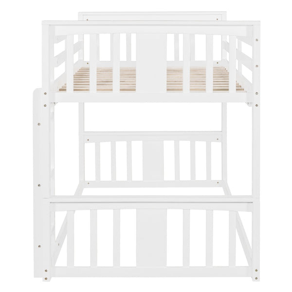 English Elm Twin Over Bunk Bed Solid Pine Frame Gray Finish with Guardrail for Kids N708P429640K