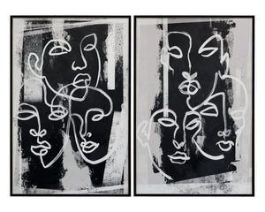 Sunpan FACE TO FACE Diptych Canvas Art Set - 40" x 60" Black Floater Frames with Gold Trim Accents A0394
