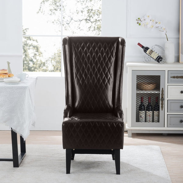 English Elm 23.03" Wide Pu Leather Wingback Accent Chair with Tall Back and Solid Birch Legs W680P421537