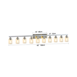 English Elm 10 Light Bathroom Vanity Fixture 65.4in Matte Metal 10-Light Wall Sconce with Clear Glass Shades for Mirror Chrome W2312P374799