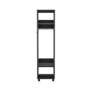 English Elm Cluster 63" Tall Wardrobe with Mirror, Shelves, Casters & Hanging Rod for Compact Room Organization Black 42.2 L x 23.3 W x 5.2 H B200P240235