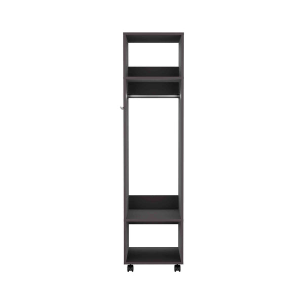 English Elm Cluster 63" Tall Wardrobe with Mirror, Shelves, Casters & Hanging Rod for Compact Room Organization Black 42.2 L x 23.3 W x 5.2 H B200P240235