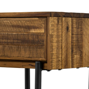 English Elm Cusco Solid Acacia Wood Nightstand with Metal Base and Antique Finish Farmhouse Bedroom B2736P464874
