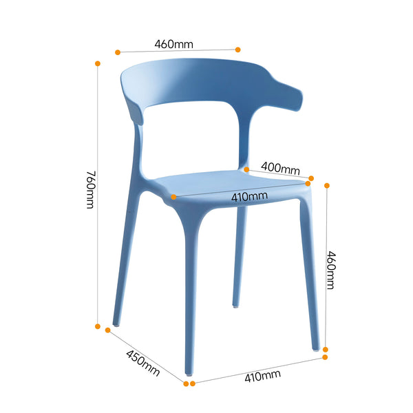 English Elm Stackable Plastic Chairs Set of 4 Blue & White | Heavy-Duty PP Seats, Waterproof, Easy-Clean, 150kg承 W3788P368768