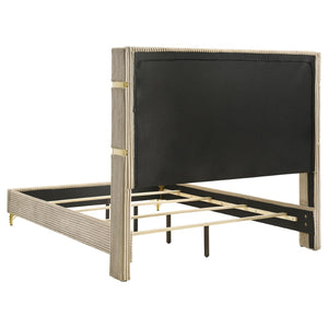 English Elm Malcolm Eastern King Bedroom Set Velvet Wingback Bed with Gold Chrome Glam Accents B062S01747