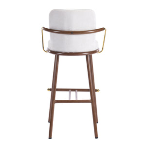 English Elm Christopher Knight Home® - Chaya Upholstered Bar Stool Set of 2 — Walnut Metal Frame, Beige Padded Seats, Gold Armrest Luxury Finish N775P340830B