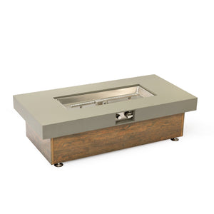 English Elm 48_inch Iron Fire Pit Table with Wood Grain Gray - Modern Outdoor Propane Table, Stainless Burner, Seats 5-6 W3131P277179