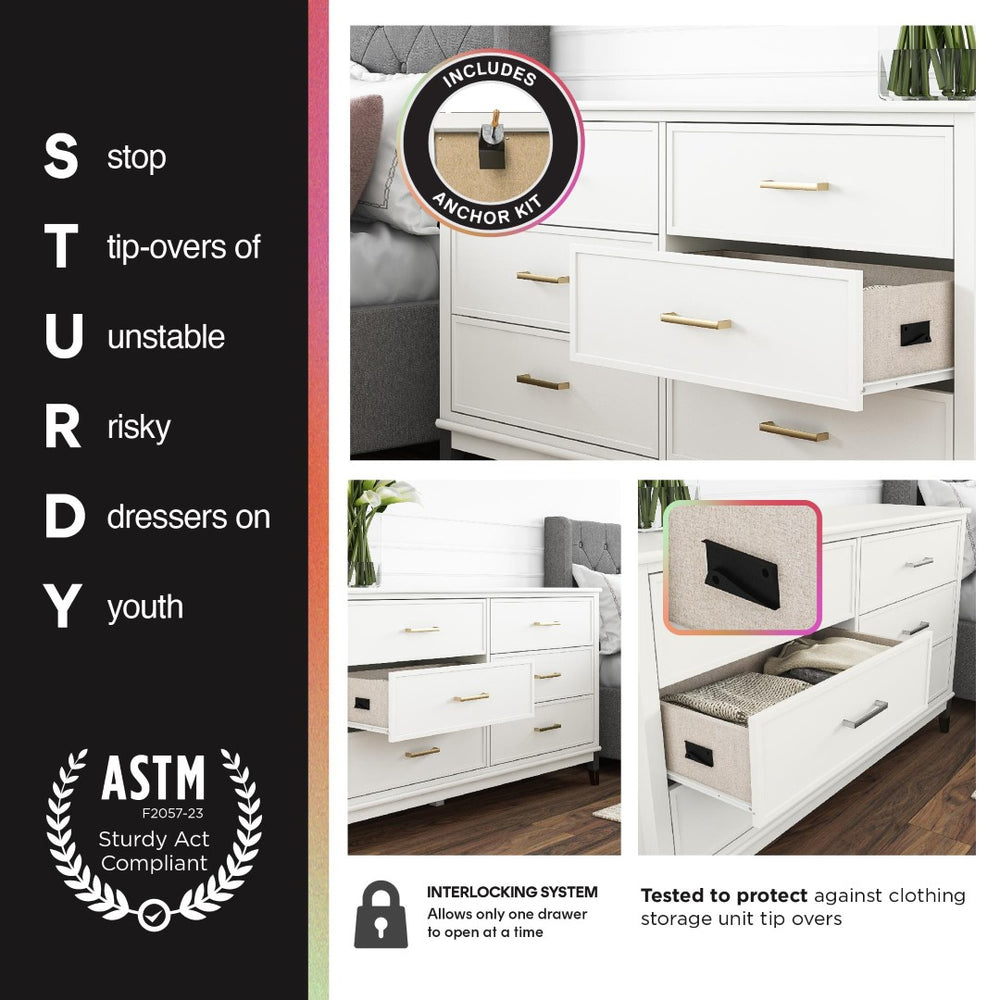 English Elm 5-drawer Tall Dresser with Matte Black Handles Two-toned Finish for Urban Bedroom B2733P444489