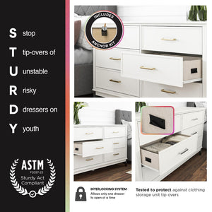 English Elm 5-drawer Tall Dresser with Matte Black Handles Two-toned Finish for Urban Bedroom B2733P444489