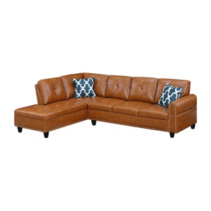 English Elm Black Faux Leather L Shaped Sectional with Cup Holders Nailhead Trim Storage Ginger B2730S00027