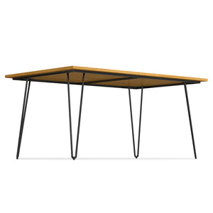 English Elm Hunter Modern Industrial Dining Table 66"x40" Brown Oak Veneer, Hairpin Legs, Seats 6, Durable Finish B136P266895