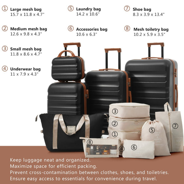 English Elm Hardshell Abs Four Piece Spinner Luggage Set with Tsa Lock and Packing Cubes N730P262653B