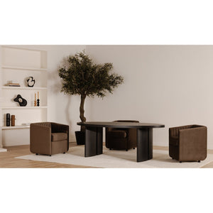 English Elm William Herringbone Oak Veneer Dining Table Seats Six Contemporary Black Finish B2769S00015