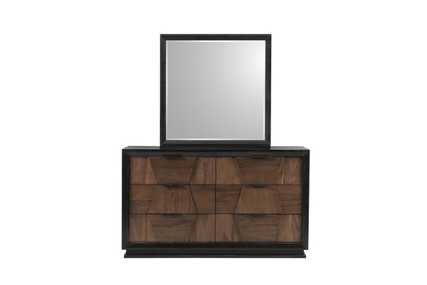 English Elm Houston Queen Bedroom Set Walnut Espresso Wood with Geometric Panel Design B009S01697