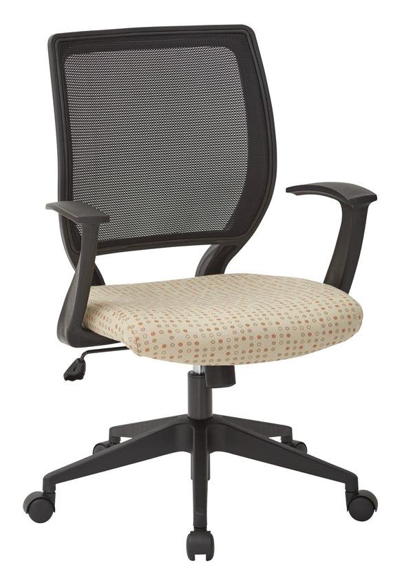OSP Home Furnishings Screen Back Mesh Task Chair with Lumbar Support and T Arms for Home Office Use Luna EM51022N-K100