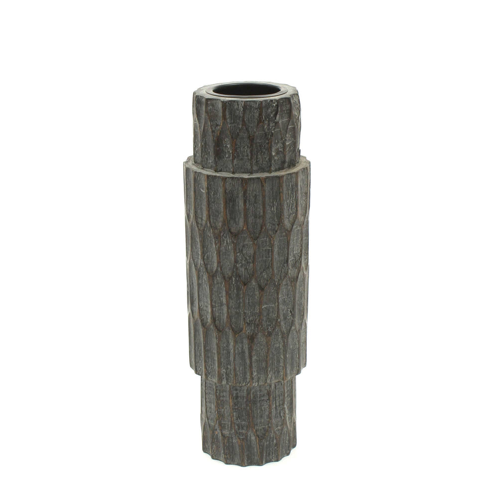 English Elm Elegent Walnut Wooden Centerpiece Candle Holder 4x12" — Hand-Carved Statement Stand for Warm Ambiance and Durable Luxury B346P336841