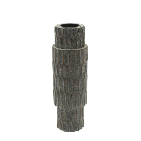 English Elm Elegent Walnut Wooden Centerpiece Candle Holder 4x12" — Hand-Carved Statement Stand for Warm Ambiance and Durable Luxury B346P336841