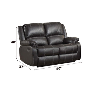 English Elm Zuriel Synthetic Leather Recliner Loveseat with Pocket Springs, Pillow-Top Arms & Smooth Latch Recline Black 56 L x 31 W x 26 H B2726P253079