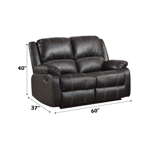 English Elm Zuriel Synthetic Leather Recliner Loveseat with Pocket Springs, Pillow-Top Arms & Smooth Latch Recline Black 56 L x 31 W x 26 H B2726P253079