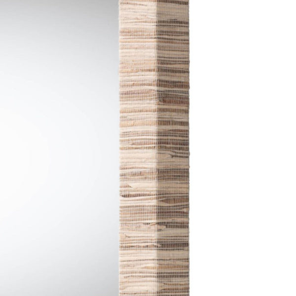 English Elm Bohemian Grasscloth Square Wall Mirror with Woven Frame for Eclectic Interiors B2750P467817