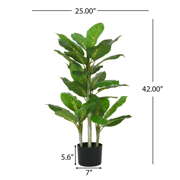 English Elm Christopher Knight Home® - 42" Artificial Dieffenbachia Plant in Black Pot — Lifelike Green Foliage, Pre-Potted, No Assembly (95) N772P286775G
