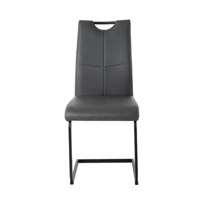 English Elm Modern White Pu Leather Dining Chairs with Black Metal Legs Ergonomic Set of 2 Charcoal+Grey W210P199100