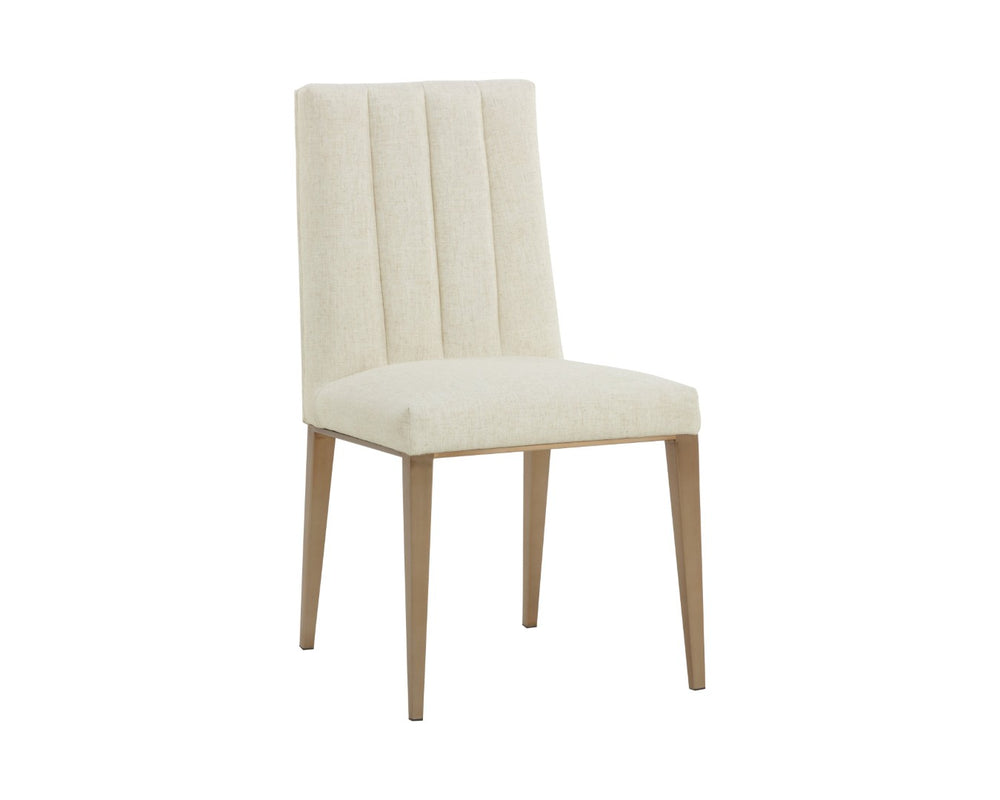 Sunpan WILBUR Dining Chair - Stylish Geralt Linen Upholstery with Channel Tufting & Metal Accents for Elegance 112278